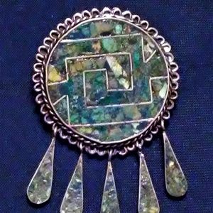 Vtg Mexican .925 Sterling Silver Abalone Pendant